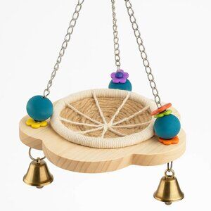 Blossom Bell Nest Swing – Hanging Bird Toy with Woven Rope Perch